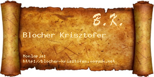 Blocher Krisztofer névjegykártya